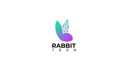 Rabbit tech logo design vector elegant and modern
