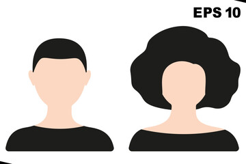 Vector man and woman. Vector illustration avatar. Woman and man profile on a color background