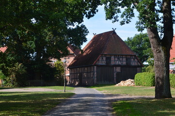 Fototapeta na wymiar Historical Farm in the Village Hodenhagen, Lower Saxony