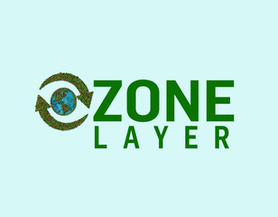 Ozone layer or ozone shield. Ozone Layer Preservation International Day. 3D globe shape isolated with lettering typography.