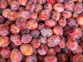 ripe red plums for background