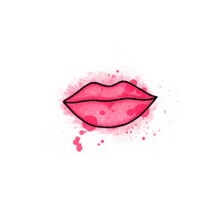 Beauty lips. Illustration for printing, backgrounds, covers and packaging. Image can be used for greeting cards, posters, stickers and textile. Isolated on white background.