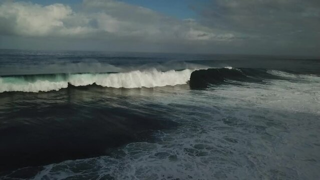 Drone shot of the ocean of Madeira