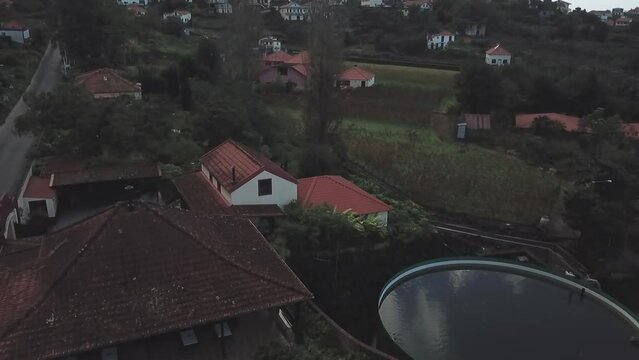Drone shot of a small village in Portugal
