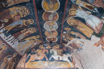 Rich decorated interior of the St. Jean Church (Karsi Kilise) a cave church in Goreme, Capadoccia, Anatolia - Turkey