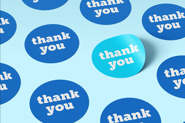 Thank you message on rounded sticker note paper