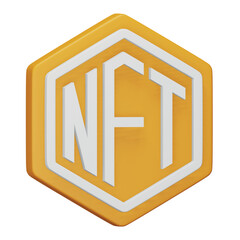 Nft logo 3d rendering isometric icon.