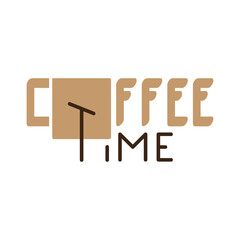 Coffee Time Typography Flat Design.
