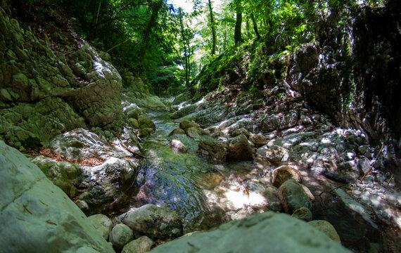 Montella, Avellino, Italy. Hiking path near the Tannera's source (Fiumara di Tannera).