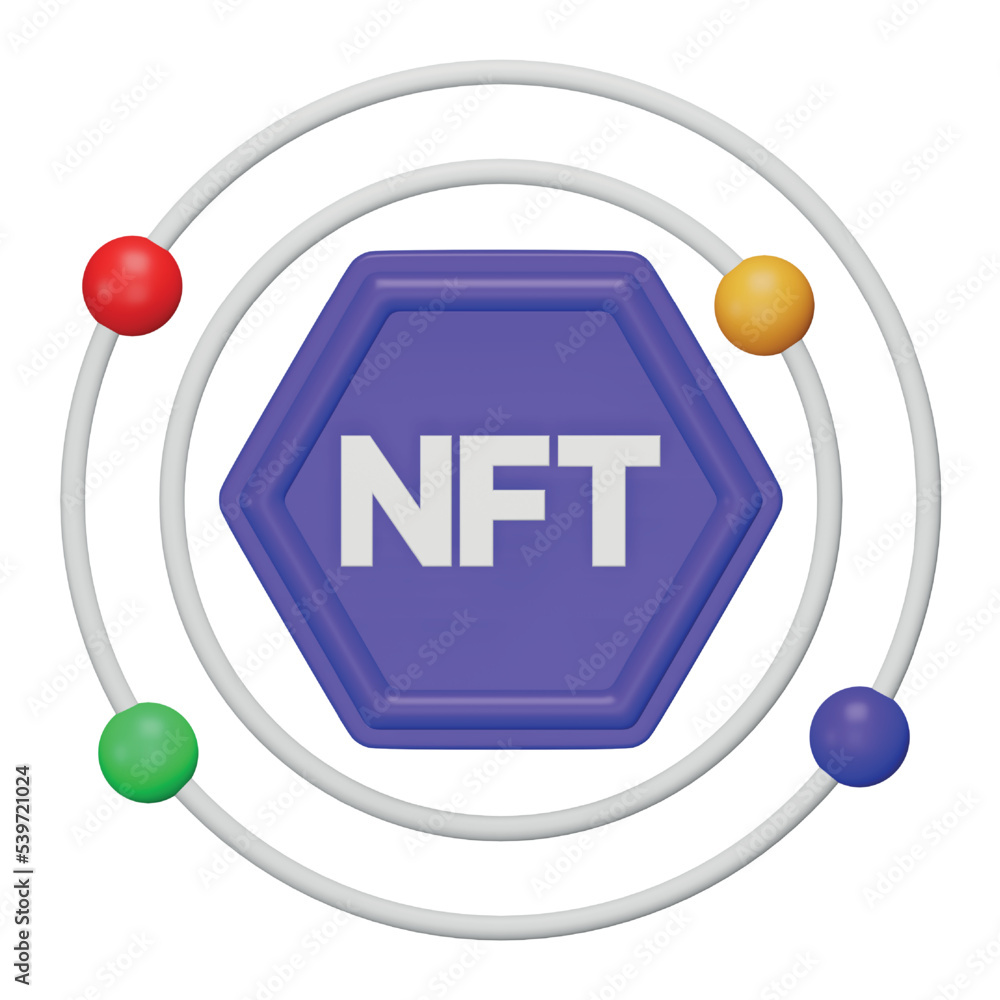 Aufkleber nft network 3d rendering isometric icon.