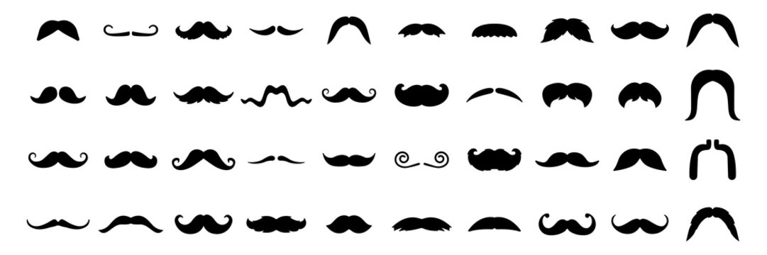 Mustache Logo Set. Vector Flat Icons