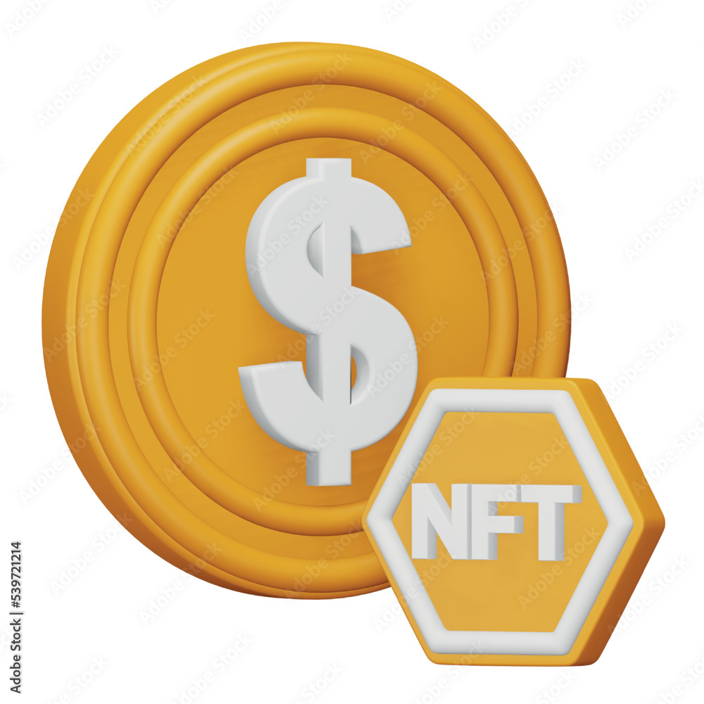 Poster nft price 3d rendering isometric icon.