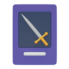 Nft trading card 3d rendering isometric icon.