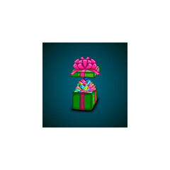 Open gift box with vector mountain of gems