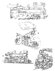 Train , locomotive, old style,vector