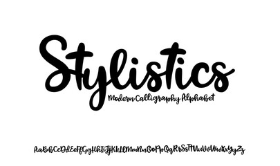 Vector hand drawn alphabet isolated on white background. Brush painted letters. Decorative artistic font. Black letters.   © Very Well Studio