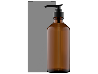 liquid soap bottle with box prepared for mockup isolated on empty background