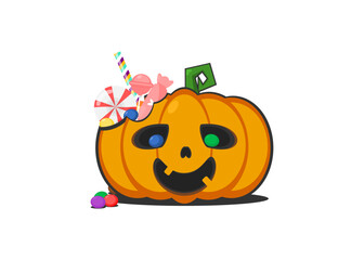 halloween pumpkin with little candies