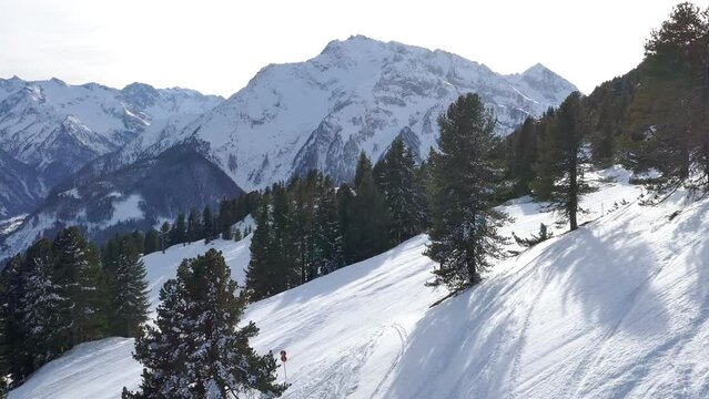 Skiers on ski slope in Mayrhofen