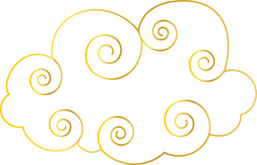 Chinese Cloud. Traditional Golod Gradient Silhouette Design Element