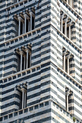 The cathedral of Siena Santa Maria Assunta is built in the Italian Romanesque-Gothic style and is one of the most beautiful churches built in this style in Italy