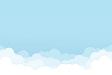 clouds in the sky. Blue vector sky with white cute clouds. Sky and Clouds Background. web banners. holiday mood, airy atmosphere. Vector EPS 10.