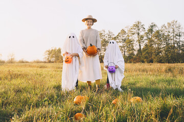 Halloween Family and Kids Holidays Concept.