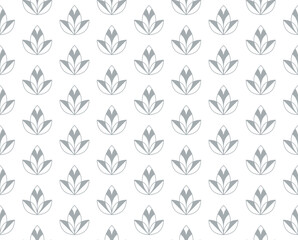 Flower geometric pattern. Seamless vector background. White and gray ornament. Ornament for fabric, wallpaper, packaging. Decorative print.