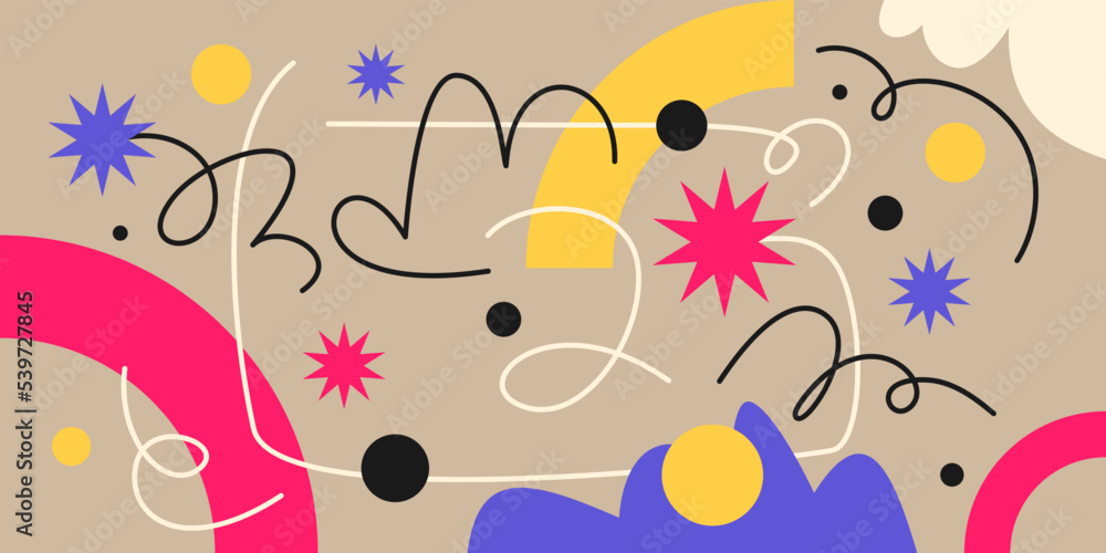 Poster modern geometric composition of various shapes. illustration for design. abstract background in the 