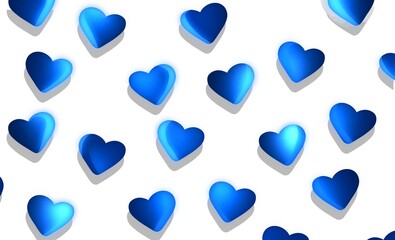 seamless pattern with hearts blue color