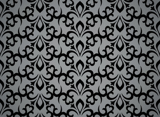 Flower geometric pattern. Seamless vector background. Black and gray ornament. Ornament for fabric, wallpaper, packaging. Decorative print