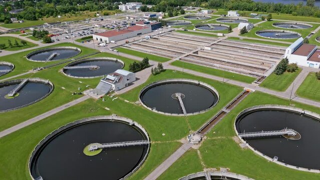 Wastewater treatment facility for dealing with sewage and storm drain water, city infrastructure