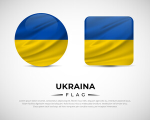 Collection of Ukraina flag emblem icon. Ukraina flag symbol icon vector.