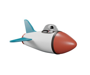 Concept Isolated Astronaut Riding With Rocket On Space Cartoon 3d rendering