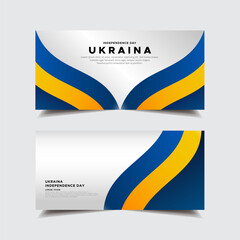 Collection of Ukraina independence day design banner background.