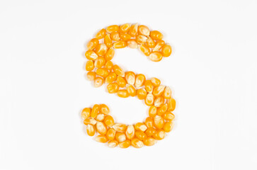 ポップコーンの種で作った アルファベット S