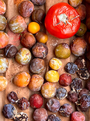 loose sale, rotten fruits and vegetables. Over the expiry date