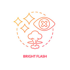 Bright flash red gradient concept icon. Cause of temporary blindness. Nuclear explosion danger abstract idea thin line illustration. Isolated outline drawing. Myriad Pro-Bold font used