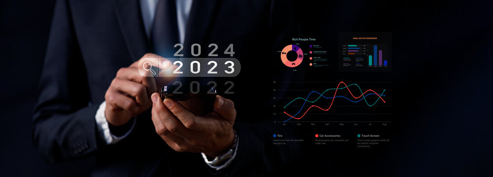 Data Search Technology Search Engine Optimization. man's hands are using a smartphone to Searching for information 2023, Search with your website..
