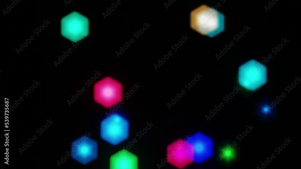 Poster multicolored hexagonal shape bokeh abstract motion graphic design