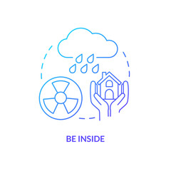 Be inside blue gradient concept icon. Contamination emergency. Survive during nuclear attack abstract idea thin line illustration. Isolated outline drawing. Myriad Pro-Bold font used