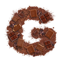 Letter G made of chocolate