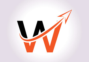Finance Logo With W Letter Concept. Marketing And Financial Business Logo. Modern vector logo for Marketing Growth Arrow and company identity