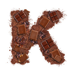 Letter K made of chocolate