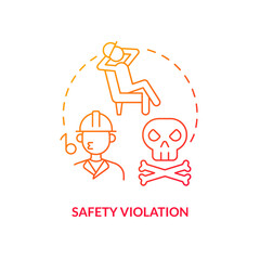 Safety violation red gradient concept icon. Negligence in workplace. Nuclear accident cause abstract idea thin line illustration. Isolated outline drawing. Myriad Pro-Bold font used