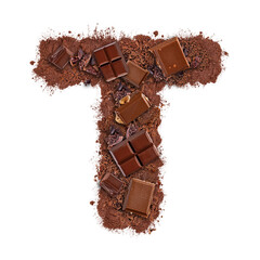 Letter T made of chocolate