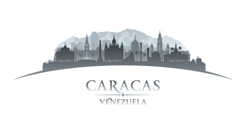 Caracas Venezuela city silhouette white background - obrazy, fototapety, plakaty