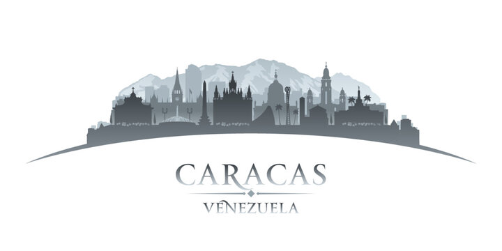 Caracas Venezuela city silhouette white background