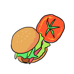 ハンバーガーとトマト