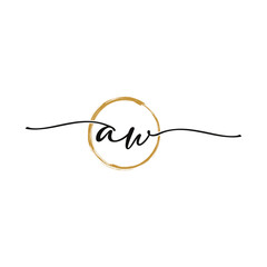 Obraz premium Letter A W Initial Beauty Logo Template